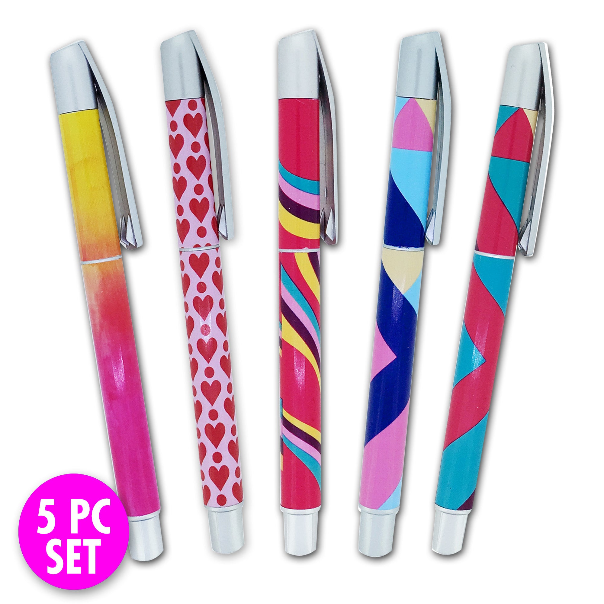Silver Clip Pen Set - 5pc Bundle Set 3