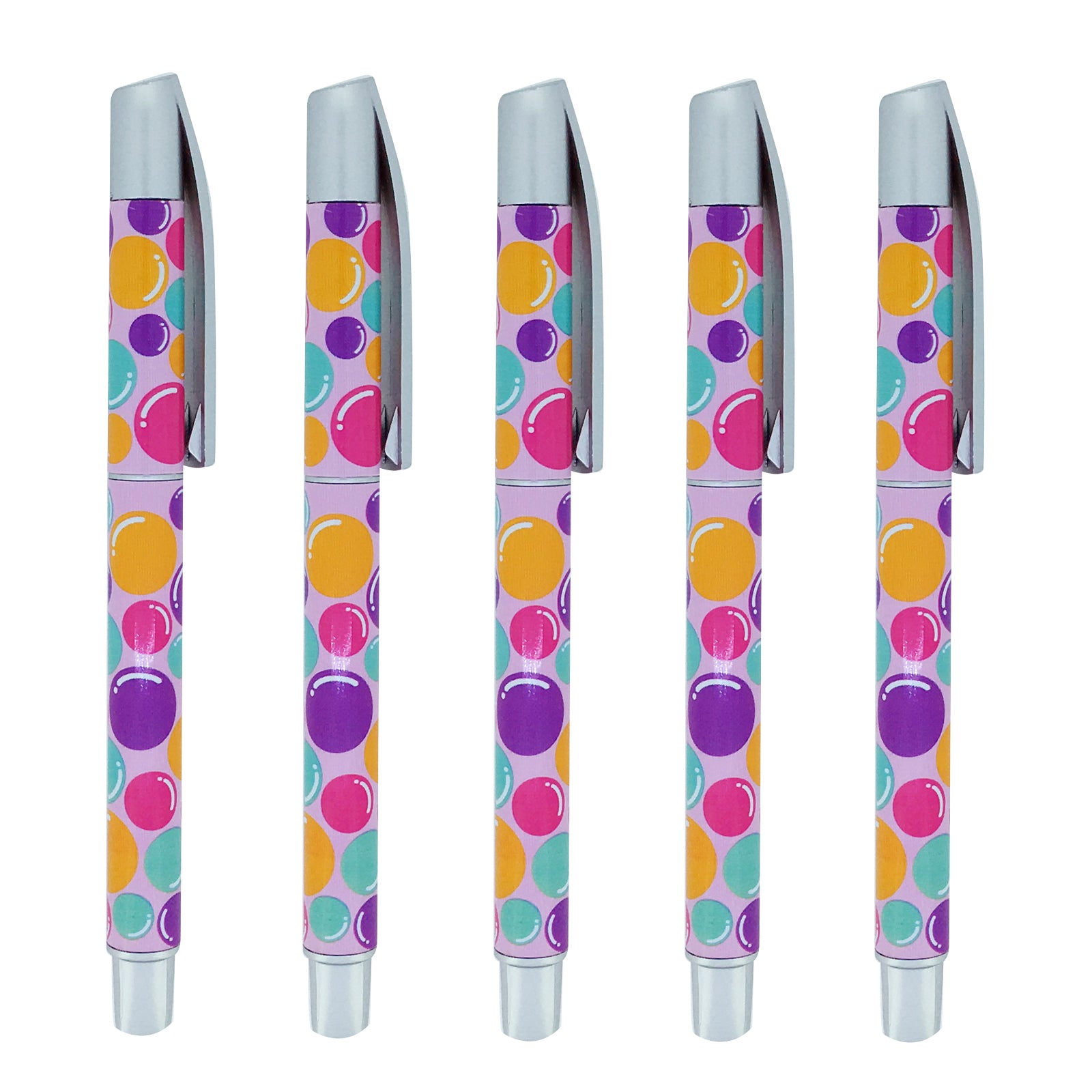 5PC DEAL Silver Clip Pen - Bubbles
