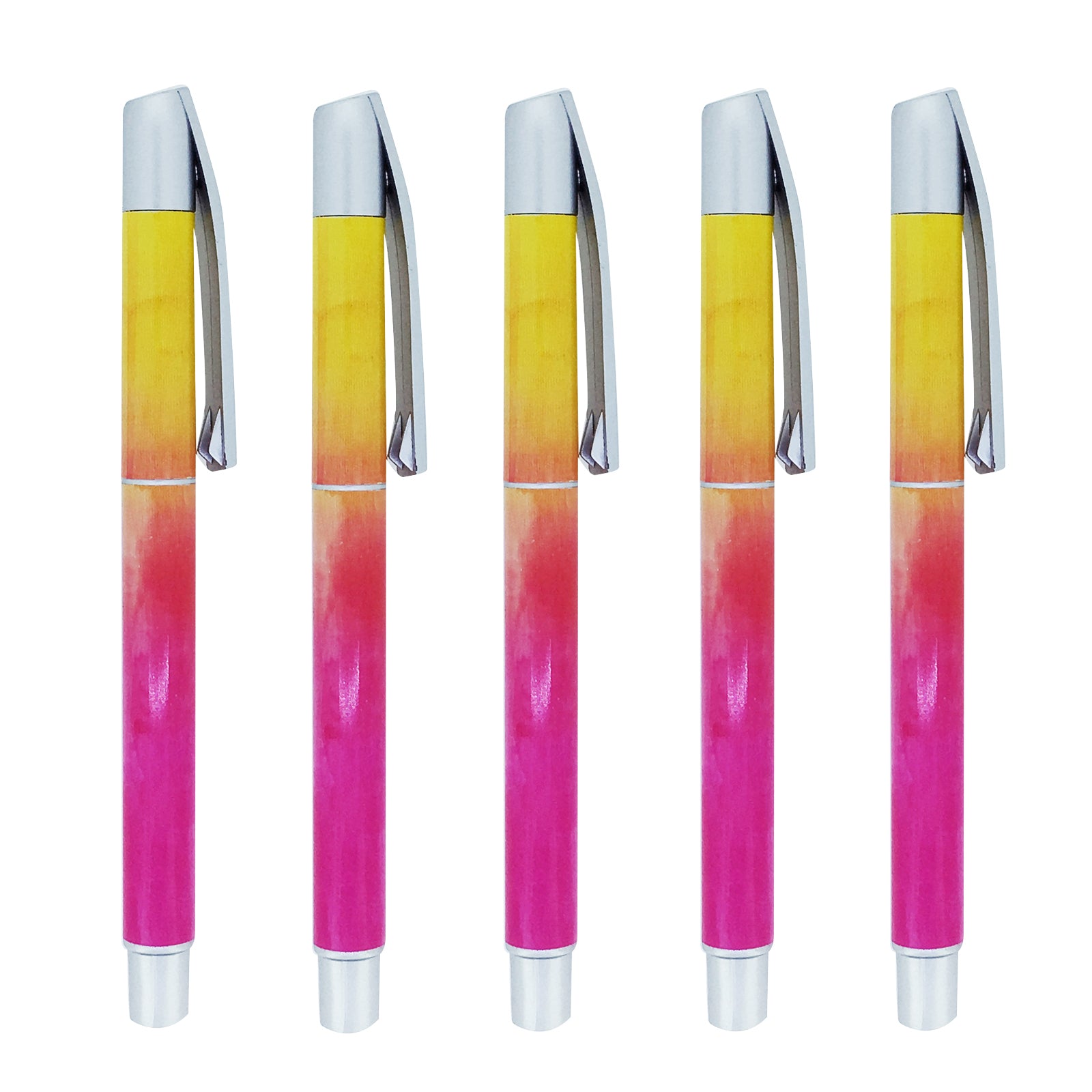 5PC DEAL Silver Clip Pen - Watercolour Pink