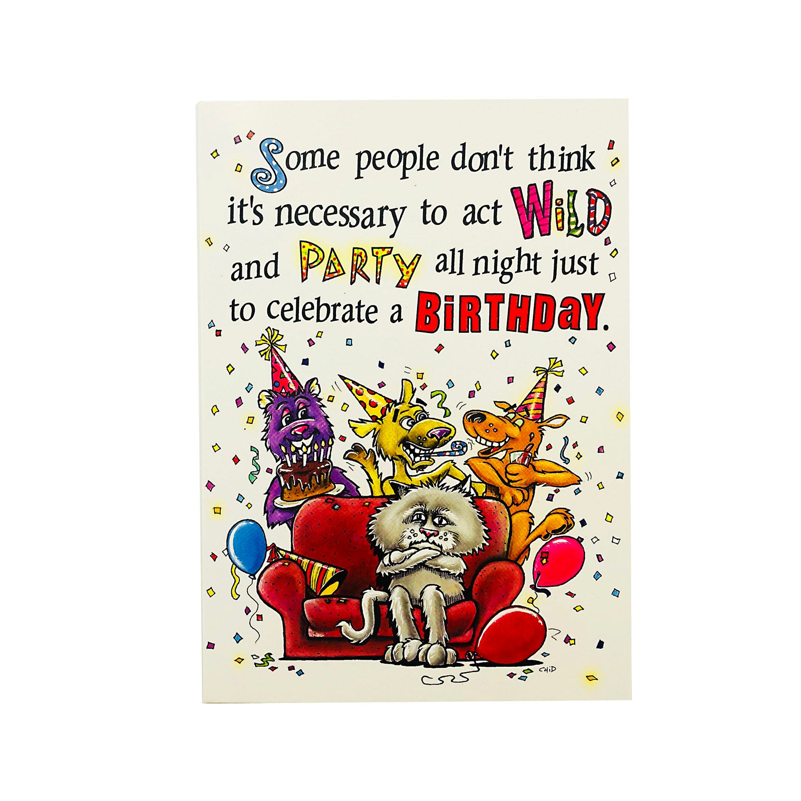Designer Greetings Birthday Card - Act Wild - Party Animals