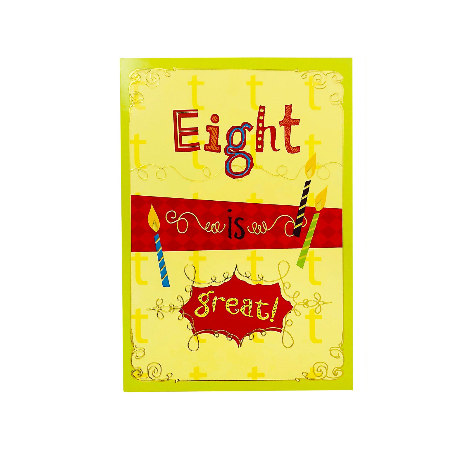 Designer Greetings Birthday Card Age 8 - Eight Is Great - Candle