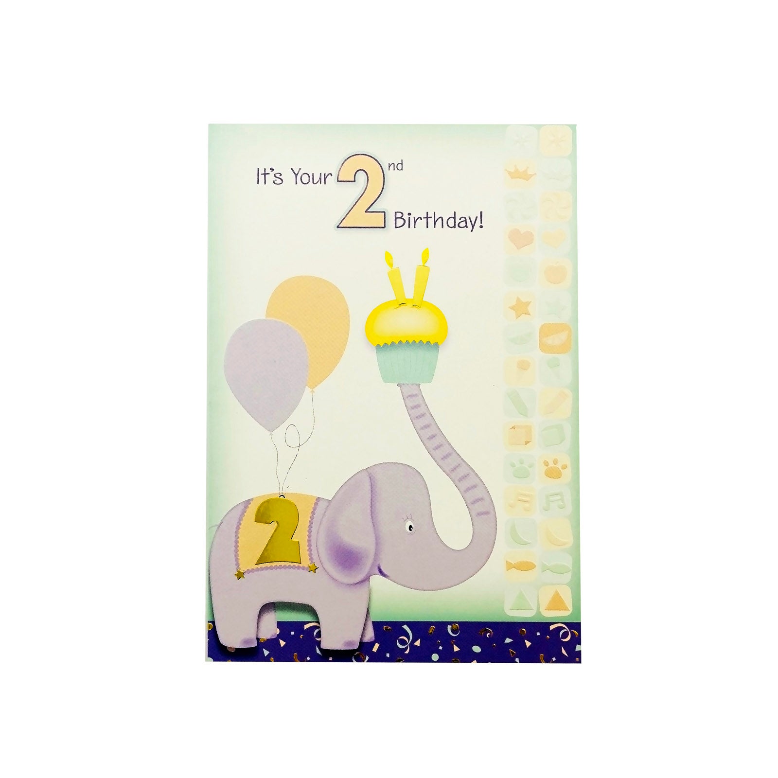 Designer Greetings Birthday Card Age 2 - It's Your 2nd Birthday - Elephant