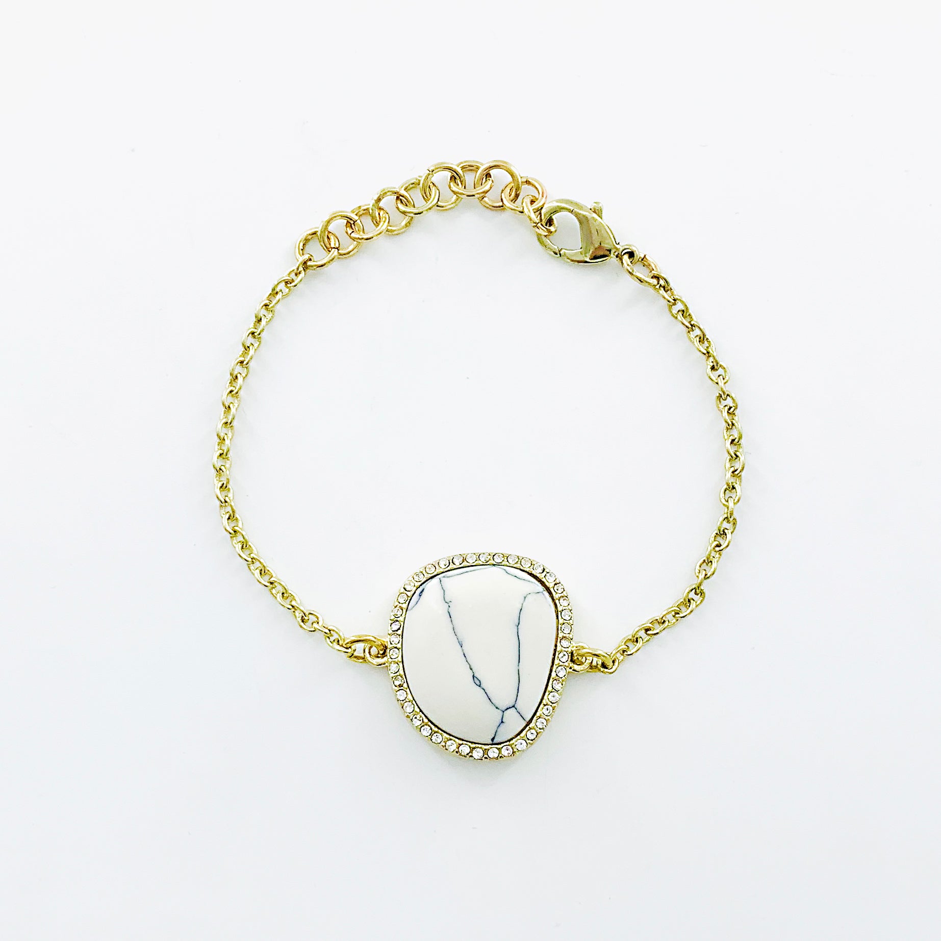 Gold bracelet with marble stone