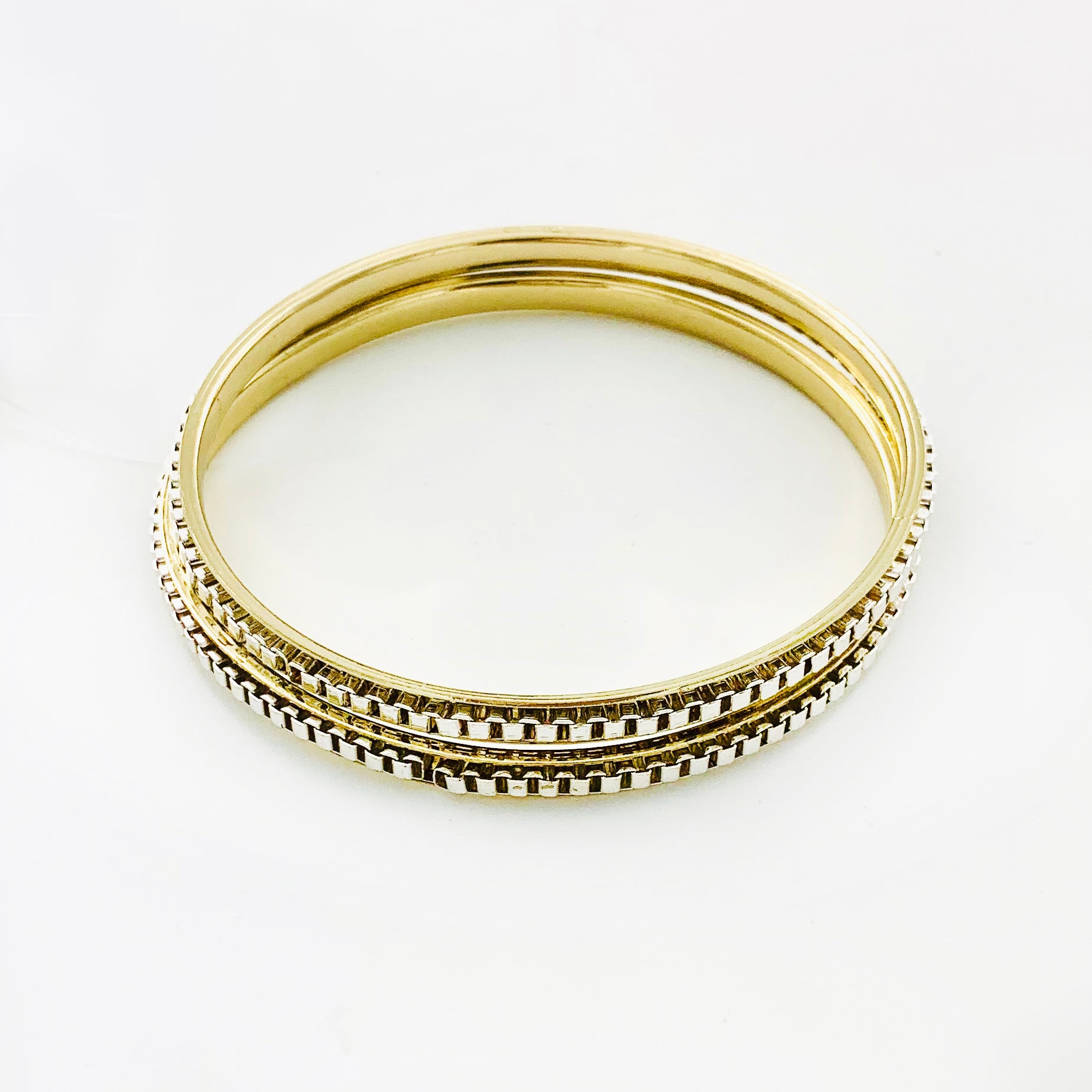 Gold Bangles with silver linked patterns
