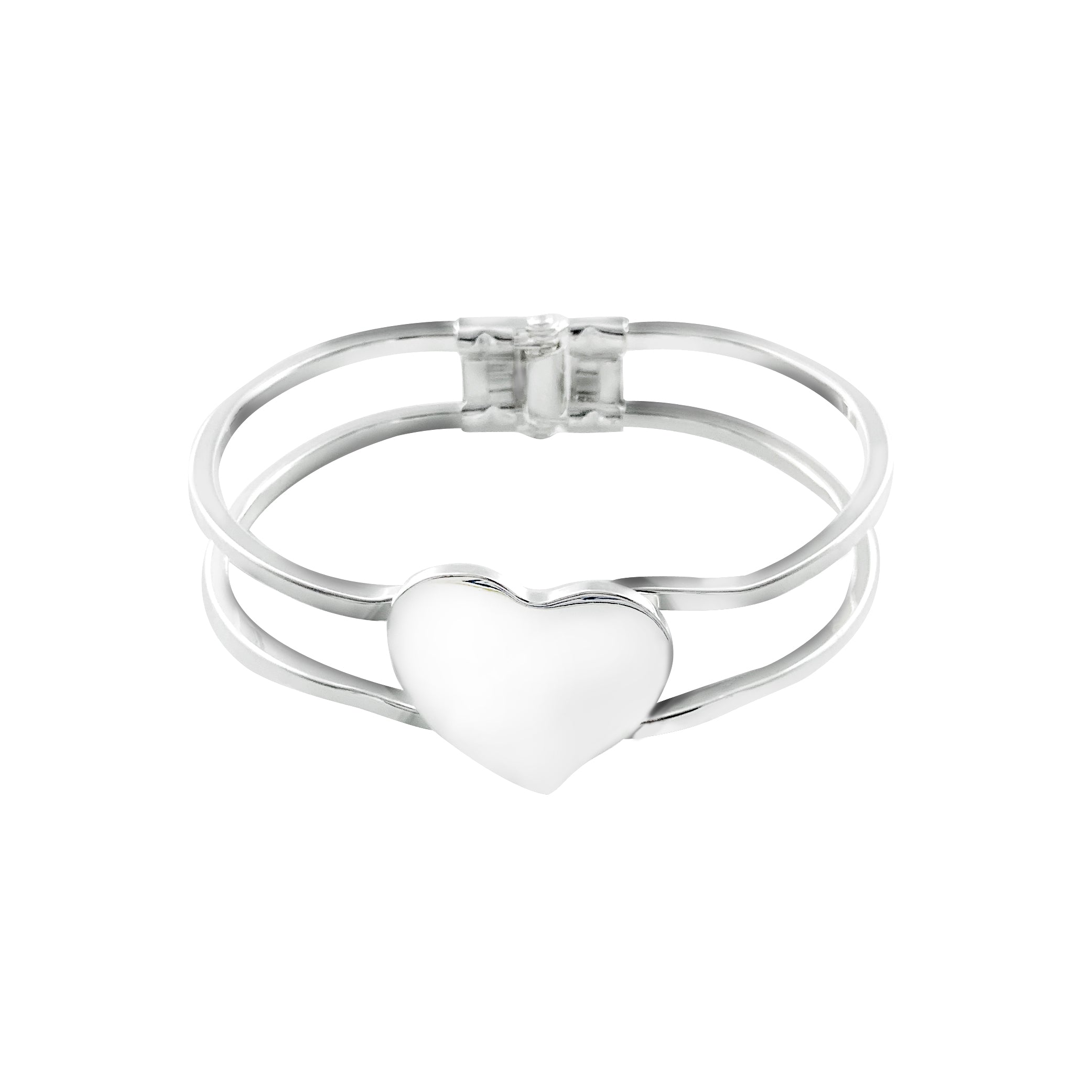 Thin silver bangle with heart design – The Paper Stone