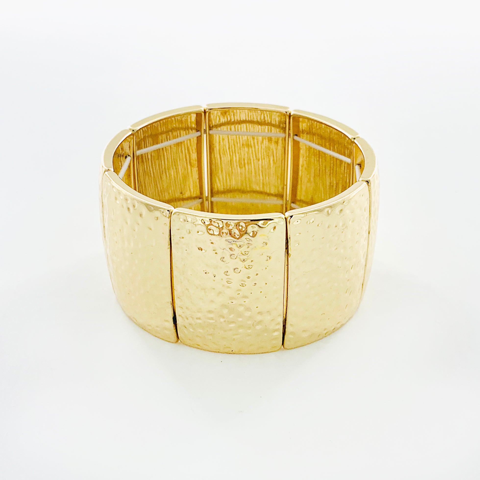 Gold elastic cuff with textured gold panels