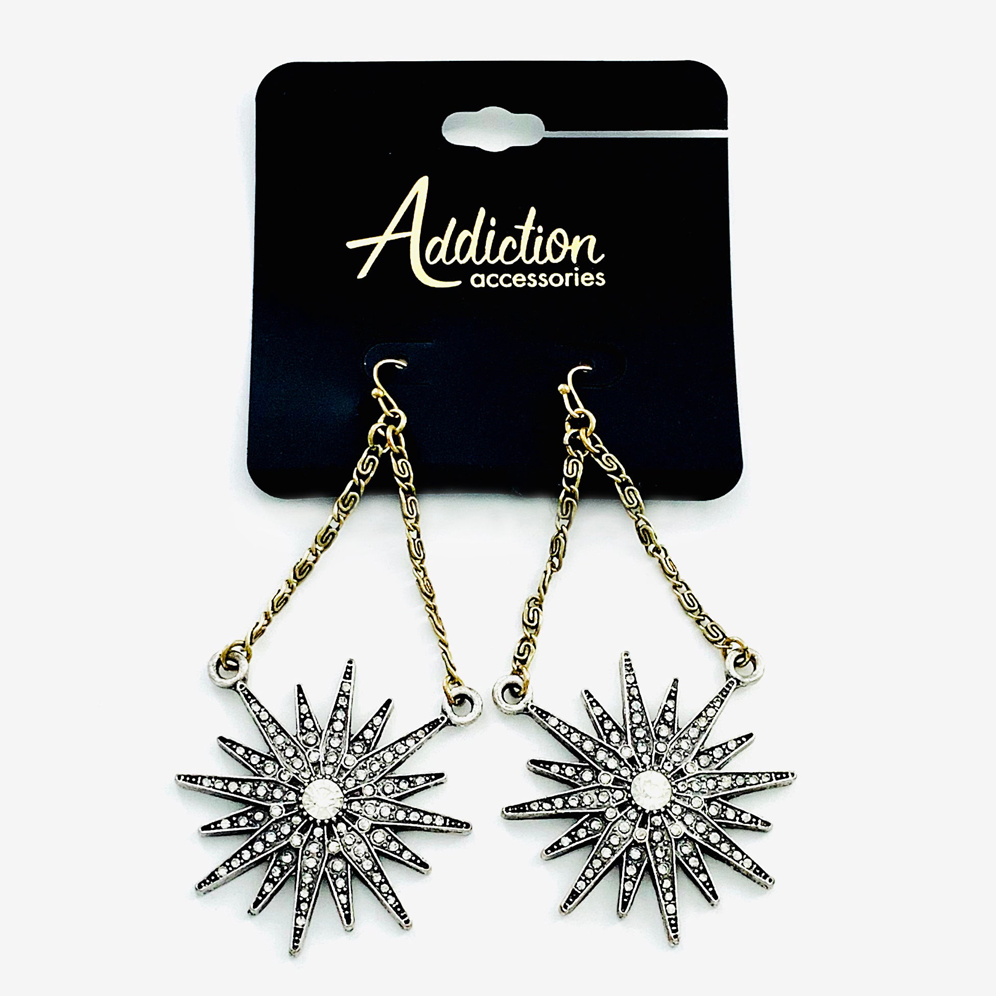 Starry starburst earrings with diamante stones