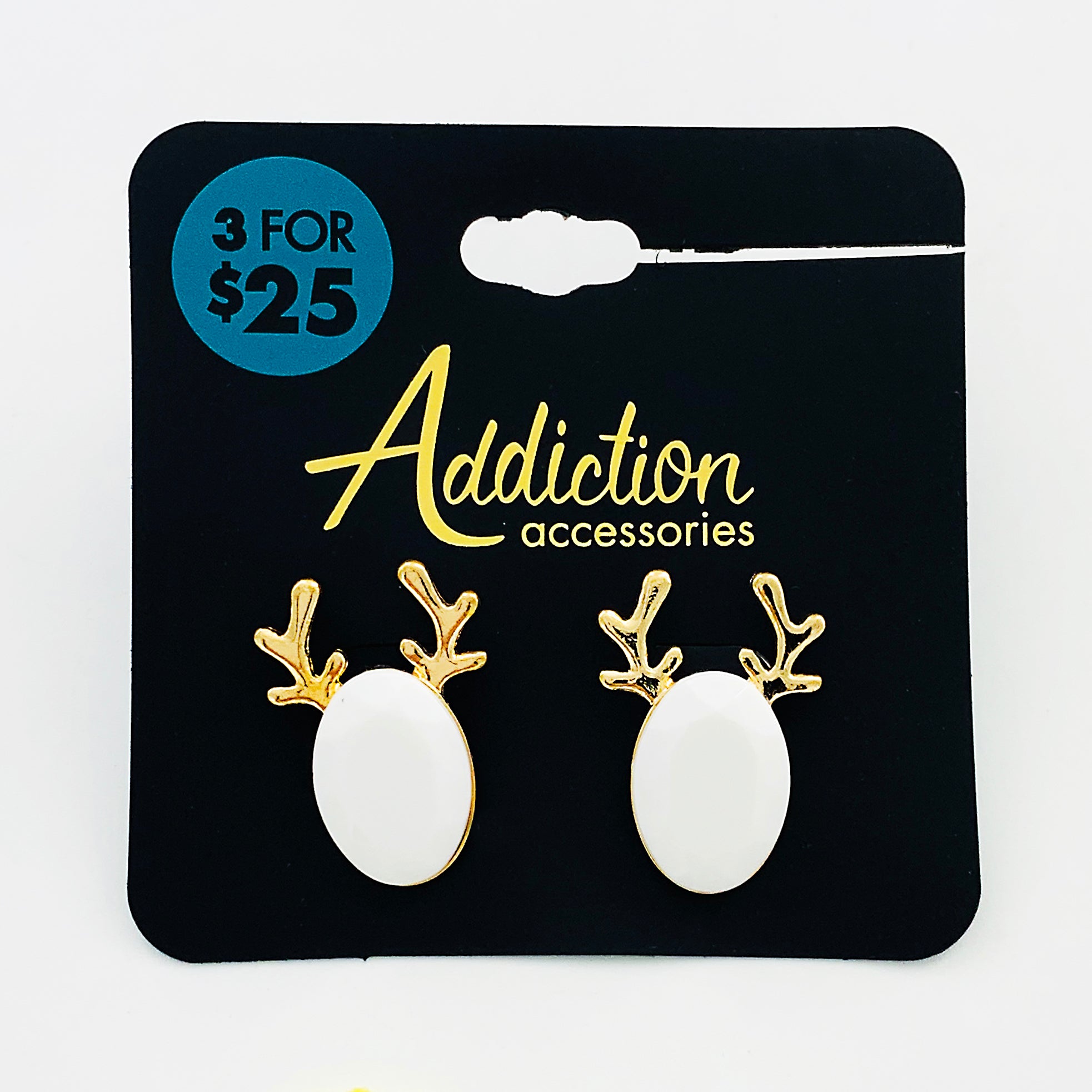 White facet stones with gold reindeer antlers