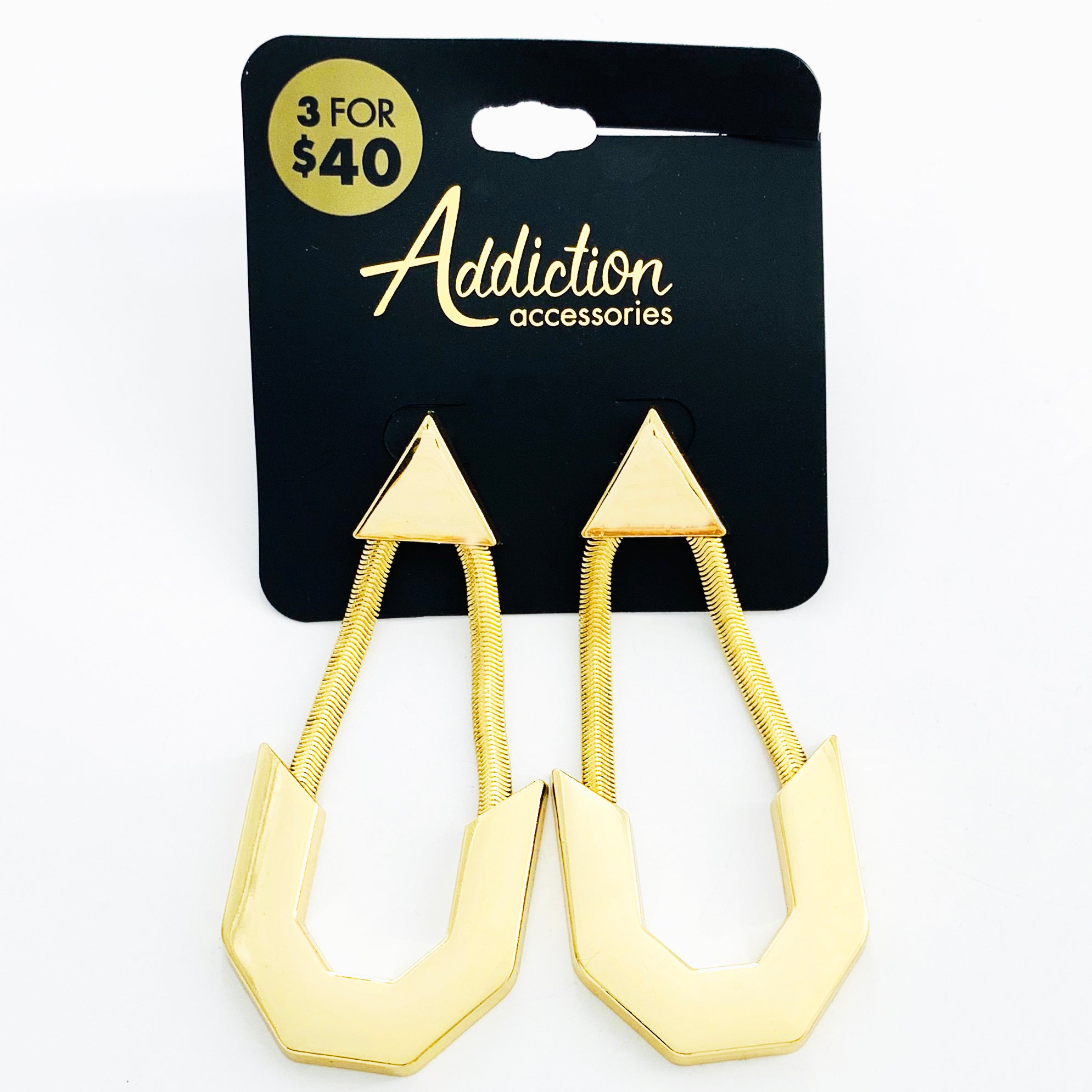 Geometric-inspired dangling gold earrings