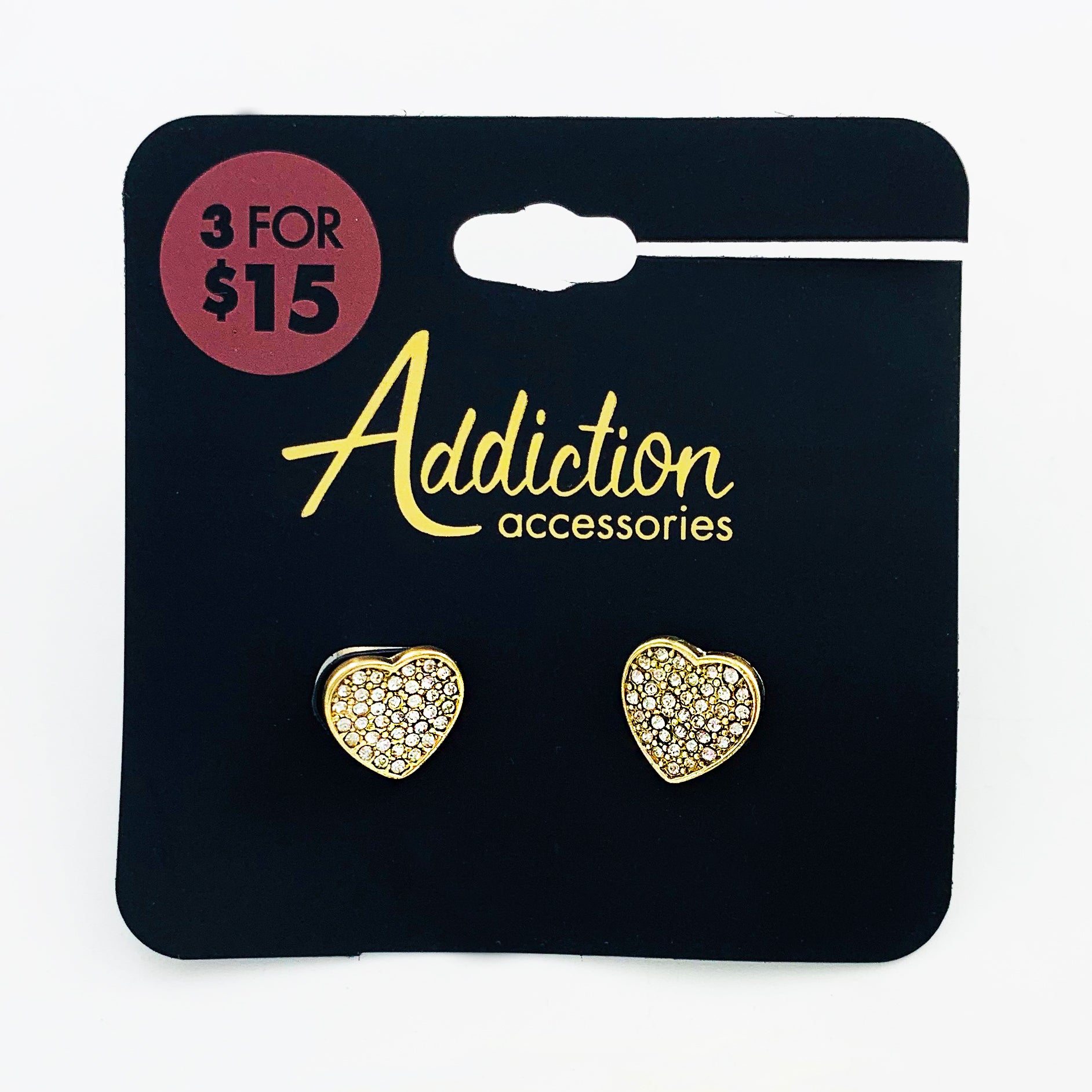 Gold diamante-encrusted heart earrings
