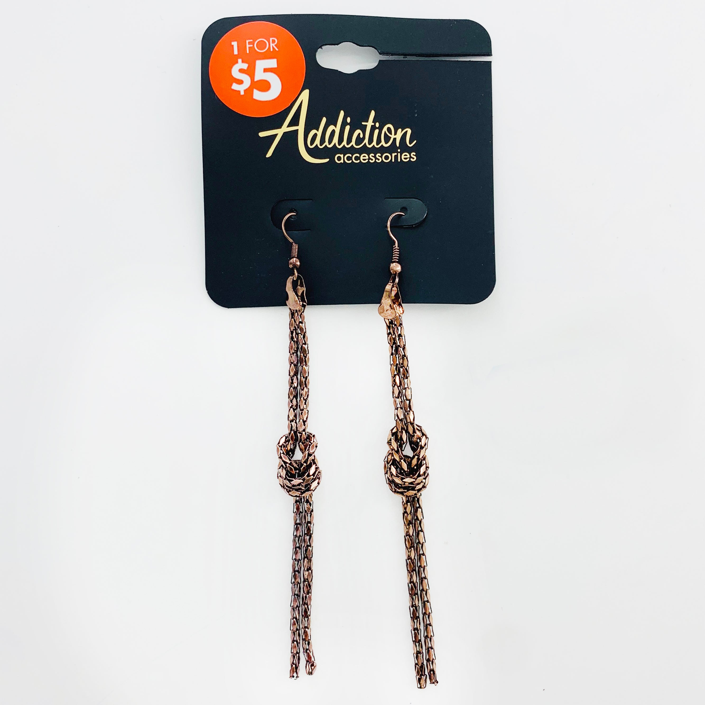 Bronze chain earrings with knots