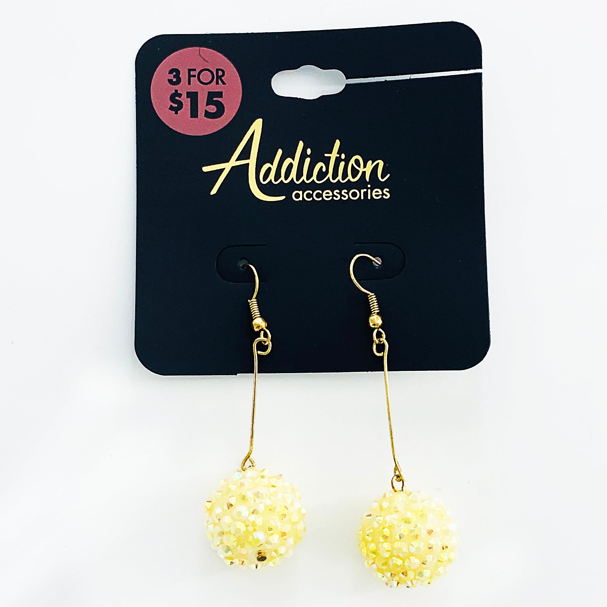 Sparkly yellow ball earrings