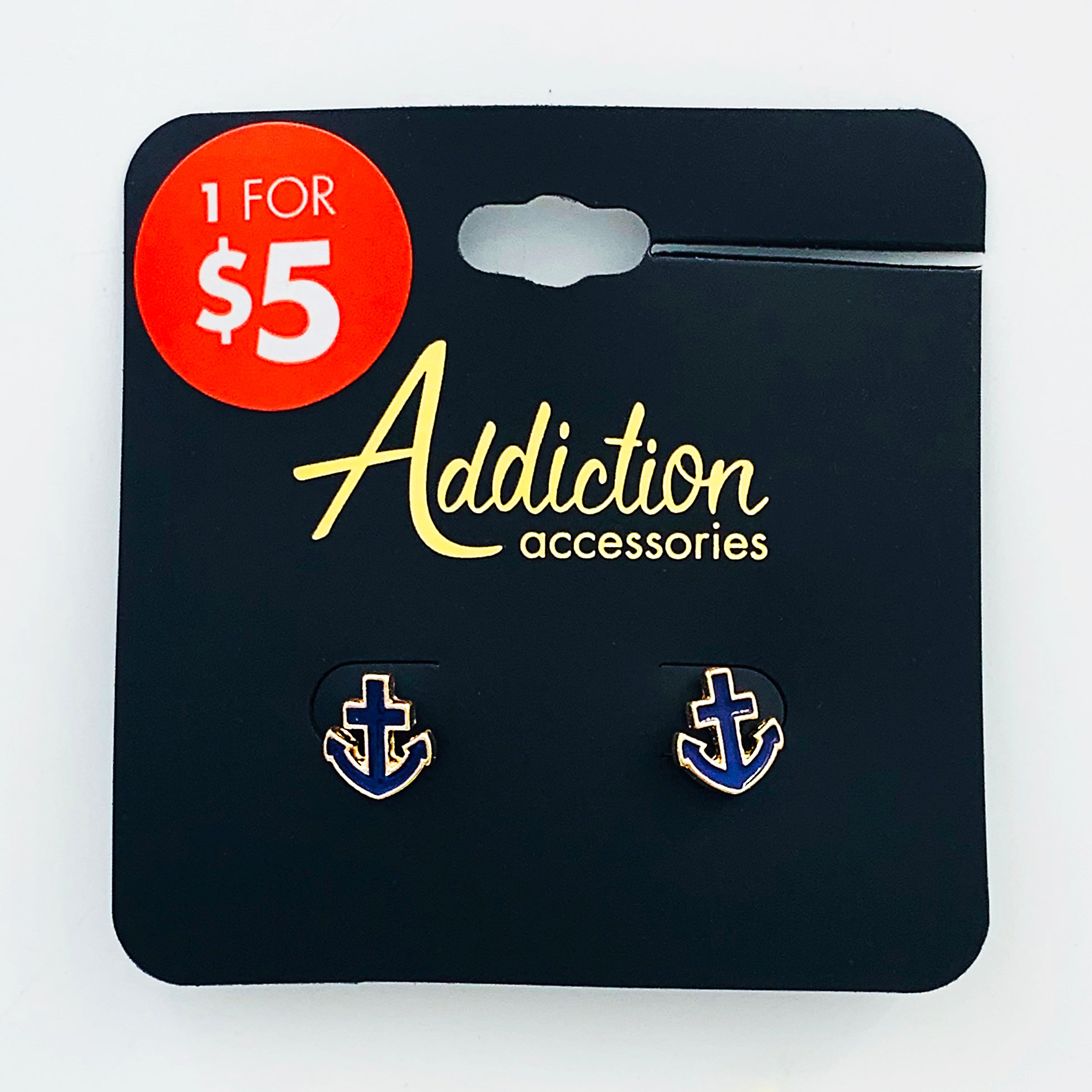 Anchor shaped navy earrings