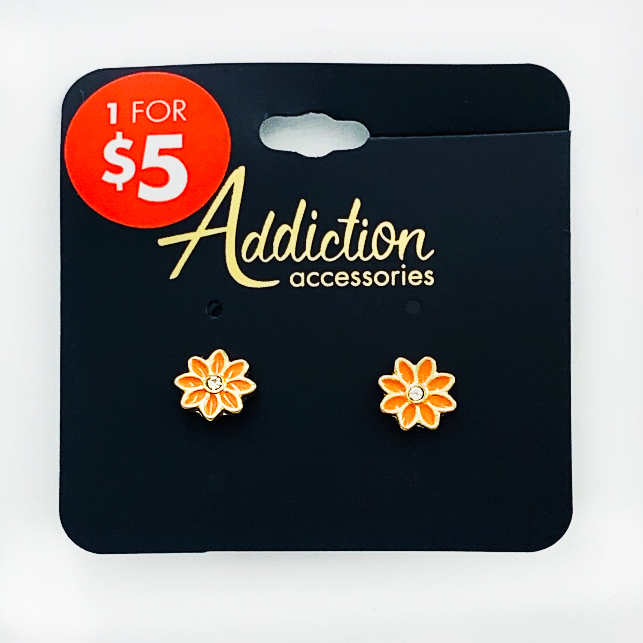 Orange and gold flower ear studs