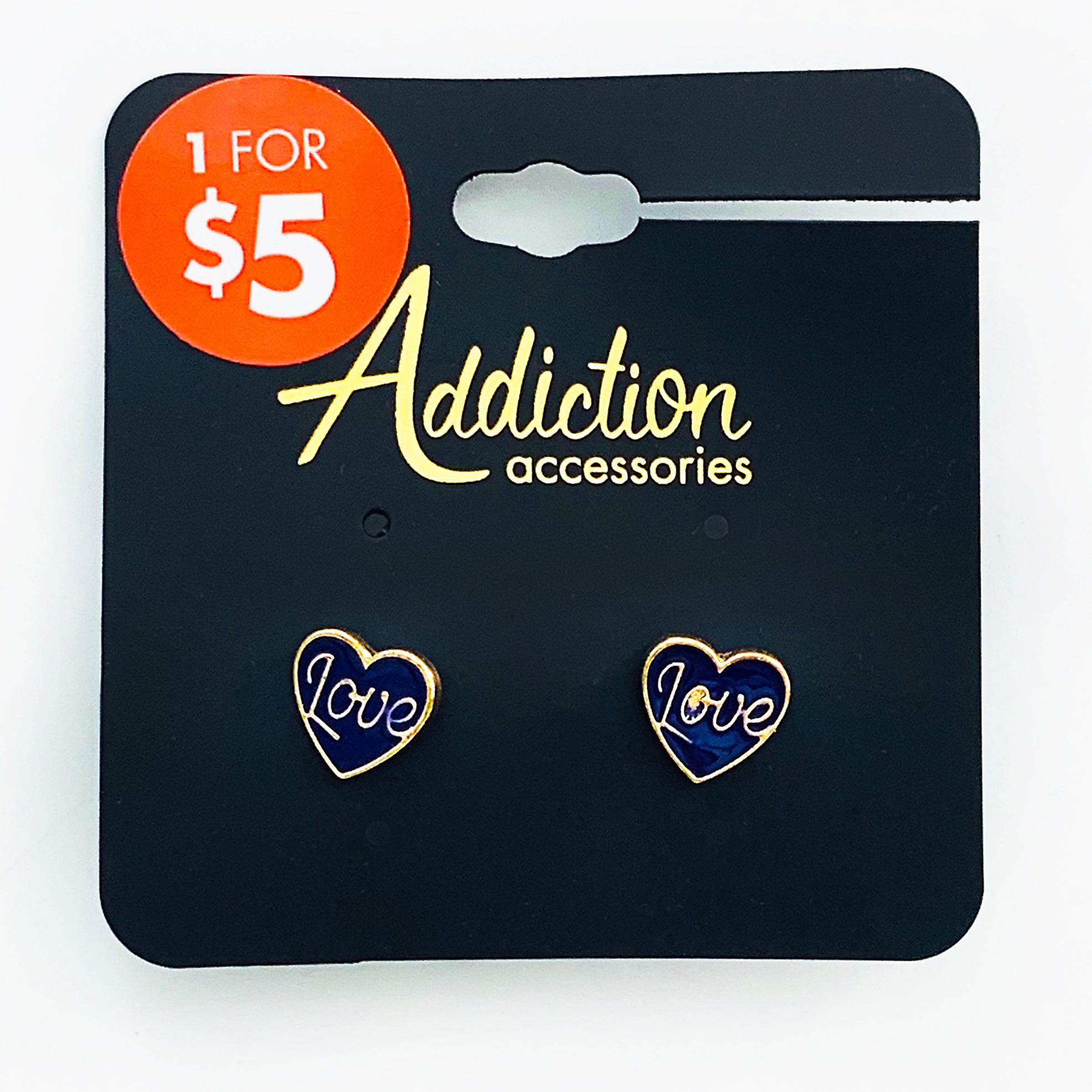 Navy blue heart earrings