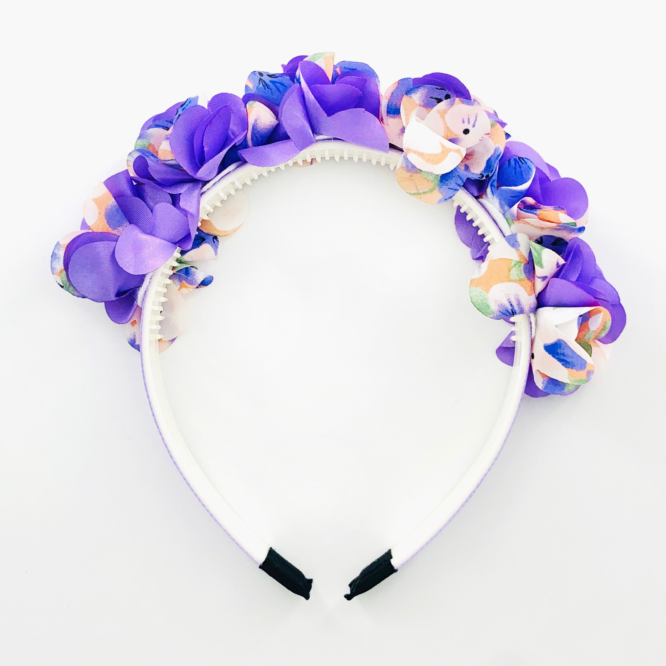 Purple floral Hairband with lush purple fabric flowers