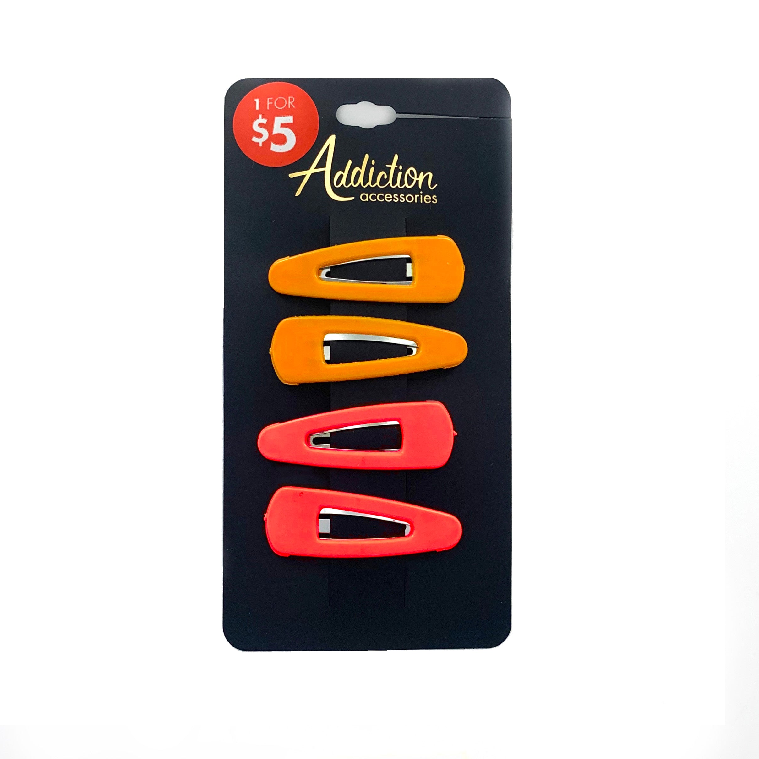 Orange and Red plastic coated hair clips