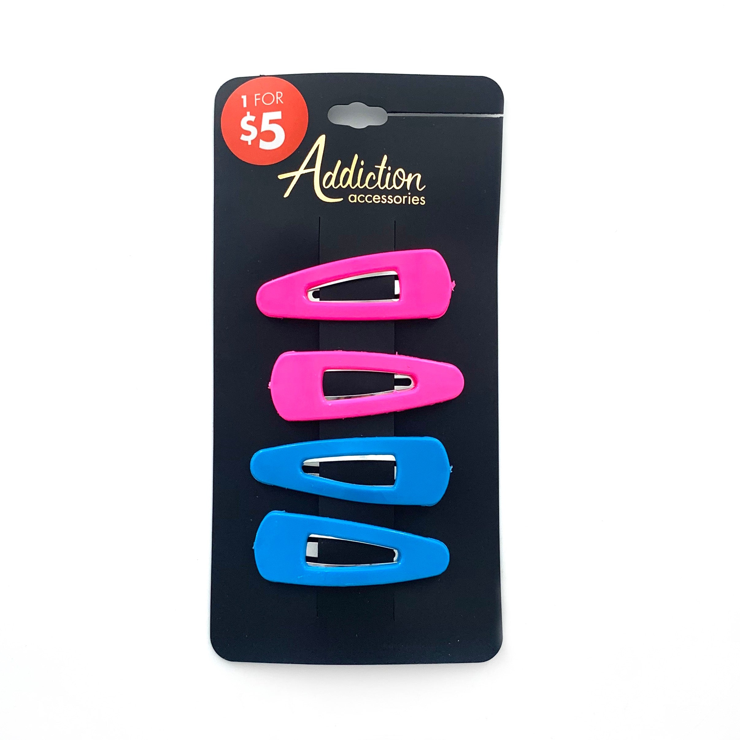 Pink and Blue plastic coated hair clips