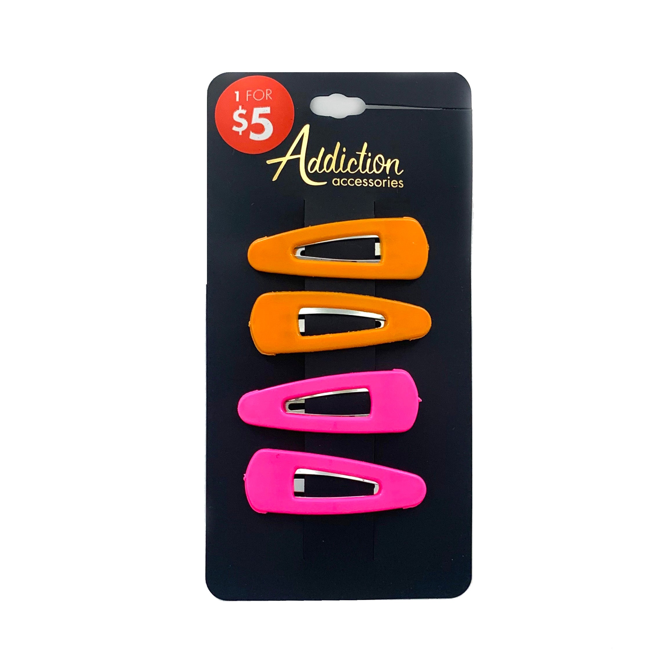Orange and Pink plastic coated hair clips