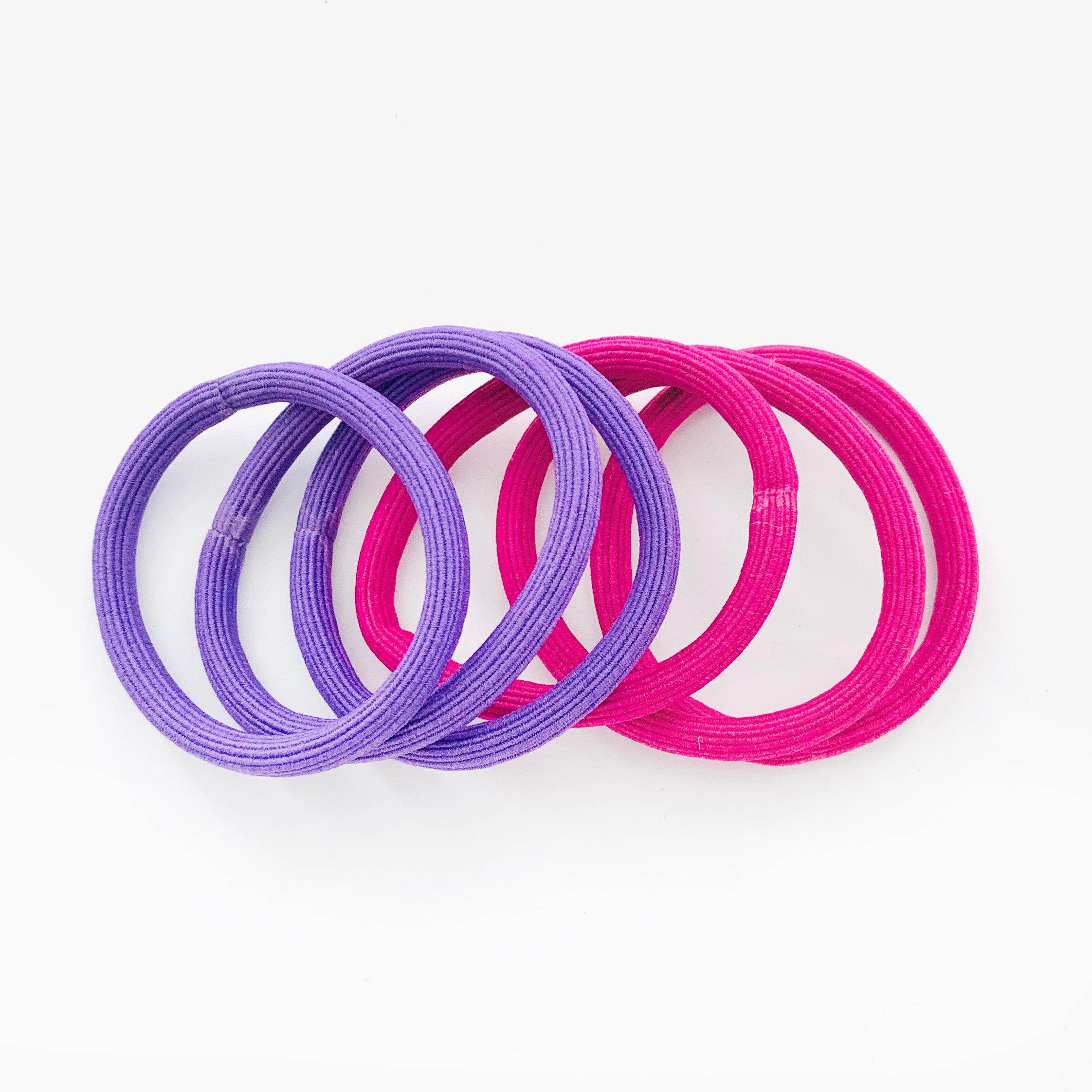 Rubber bands in purple and pink