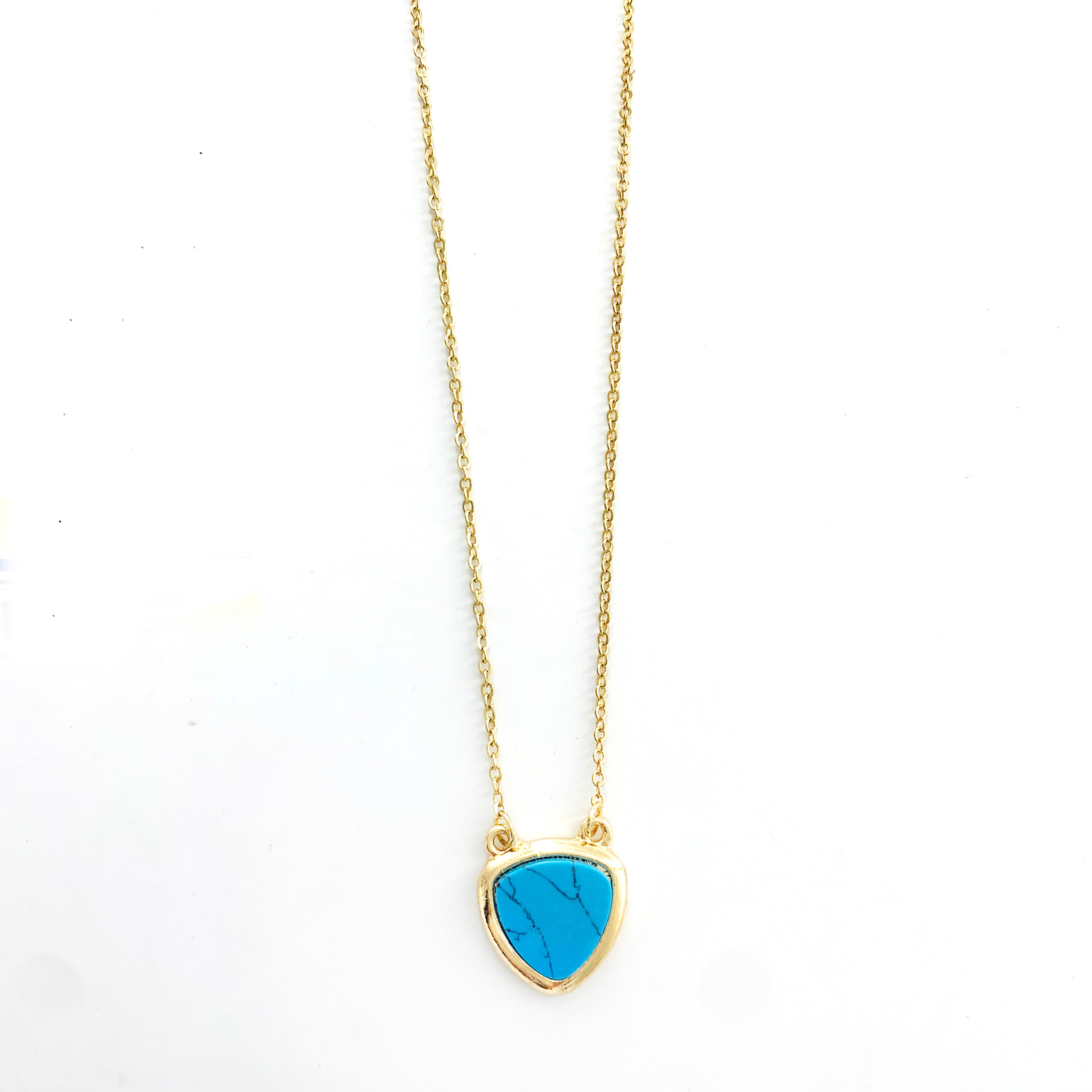 Turquoise Marble Pendant on Gold Chain