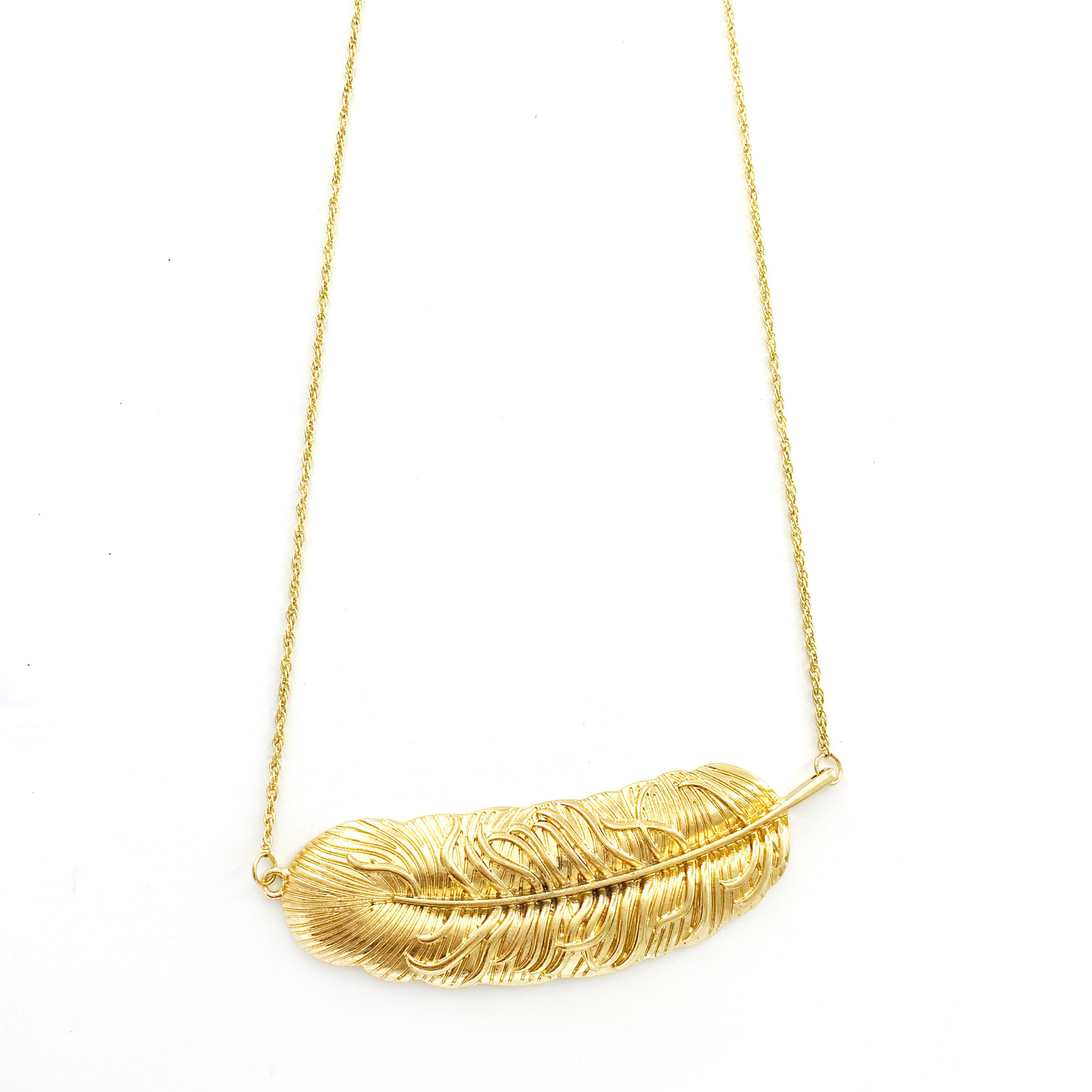 Gold Leaf Pendant on Gold Chain