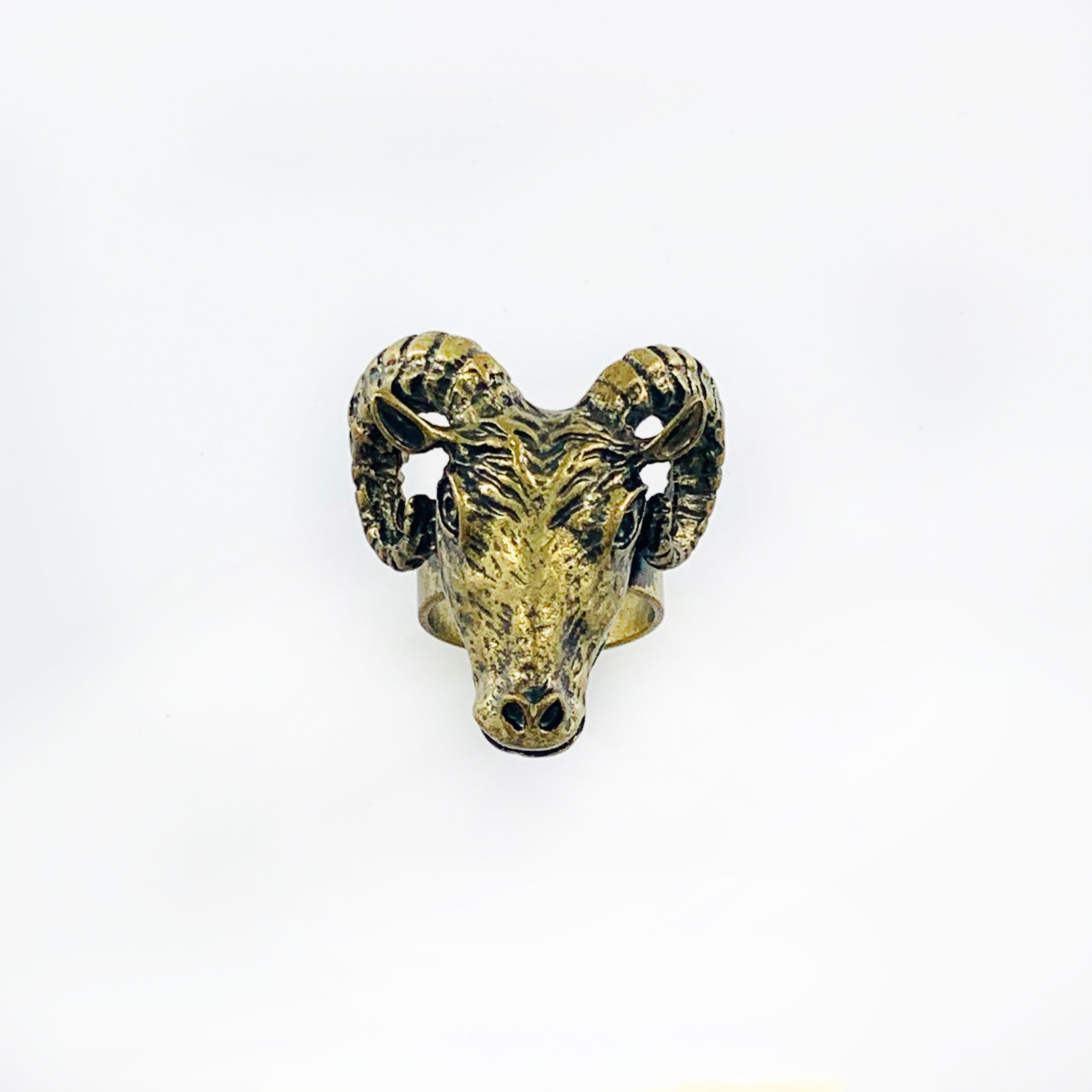 Chunky rustic gold ram ring