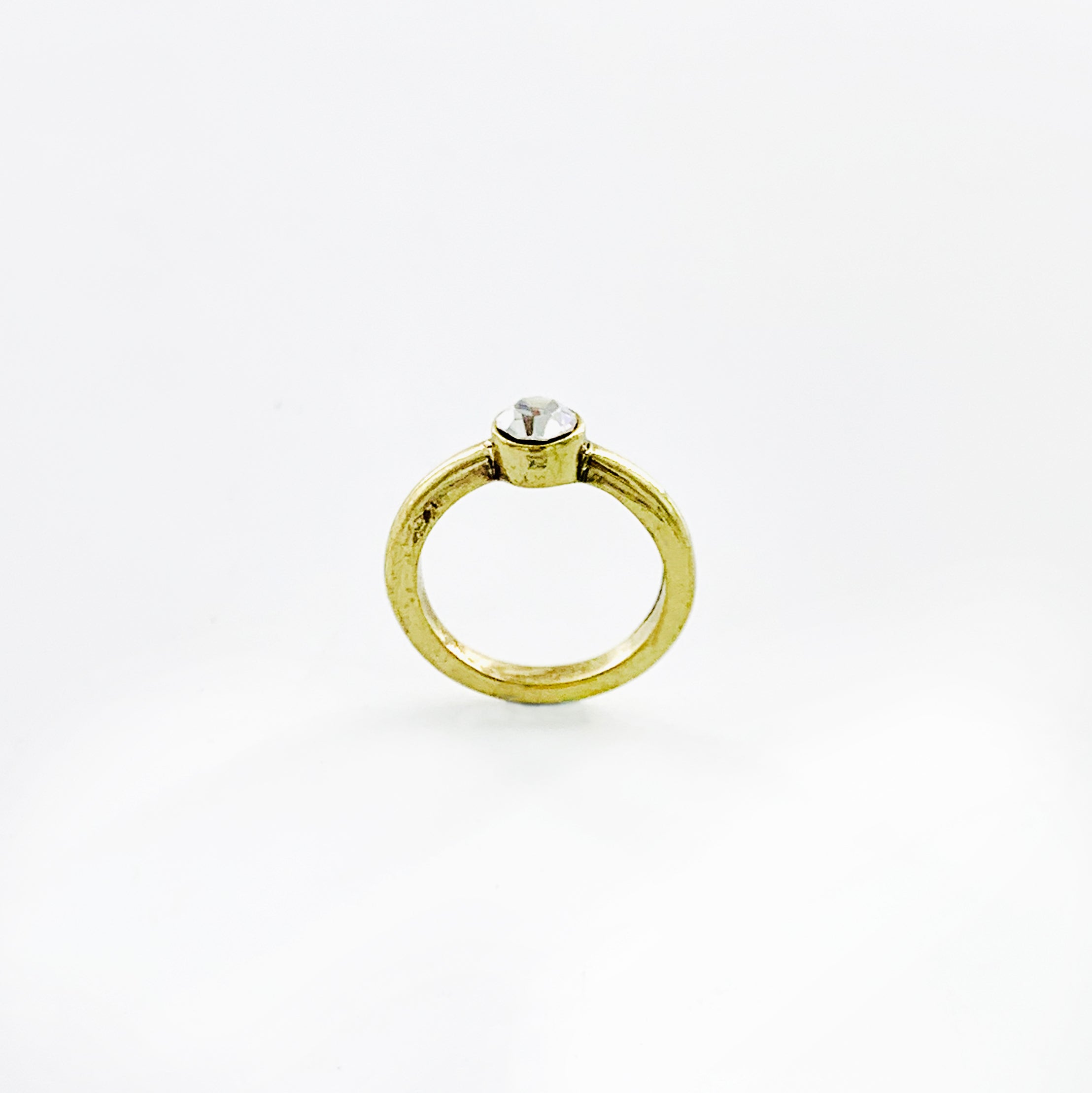 Rustic gold band with small diamante stone