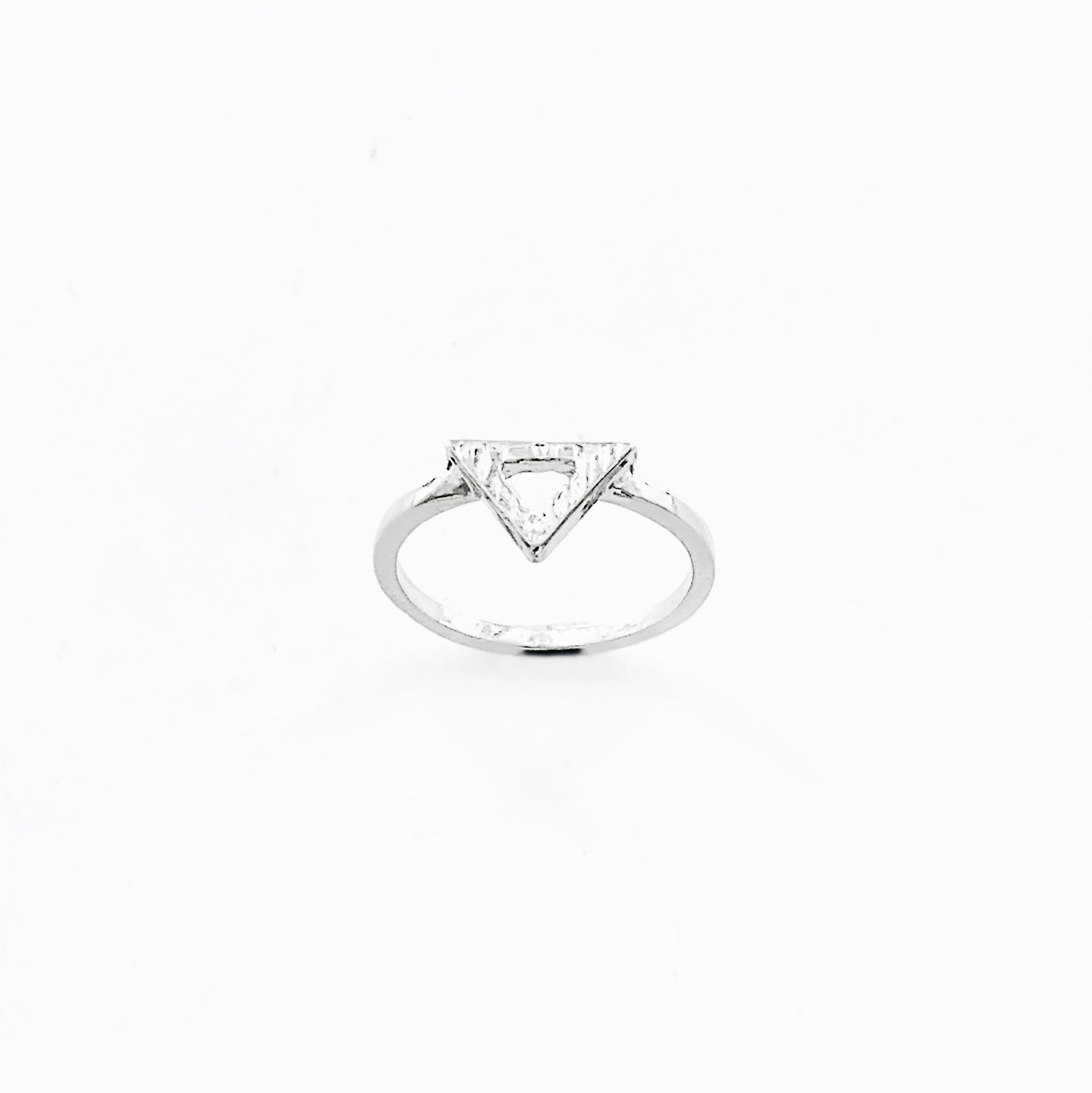 Thin silver band with hollow triangle