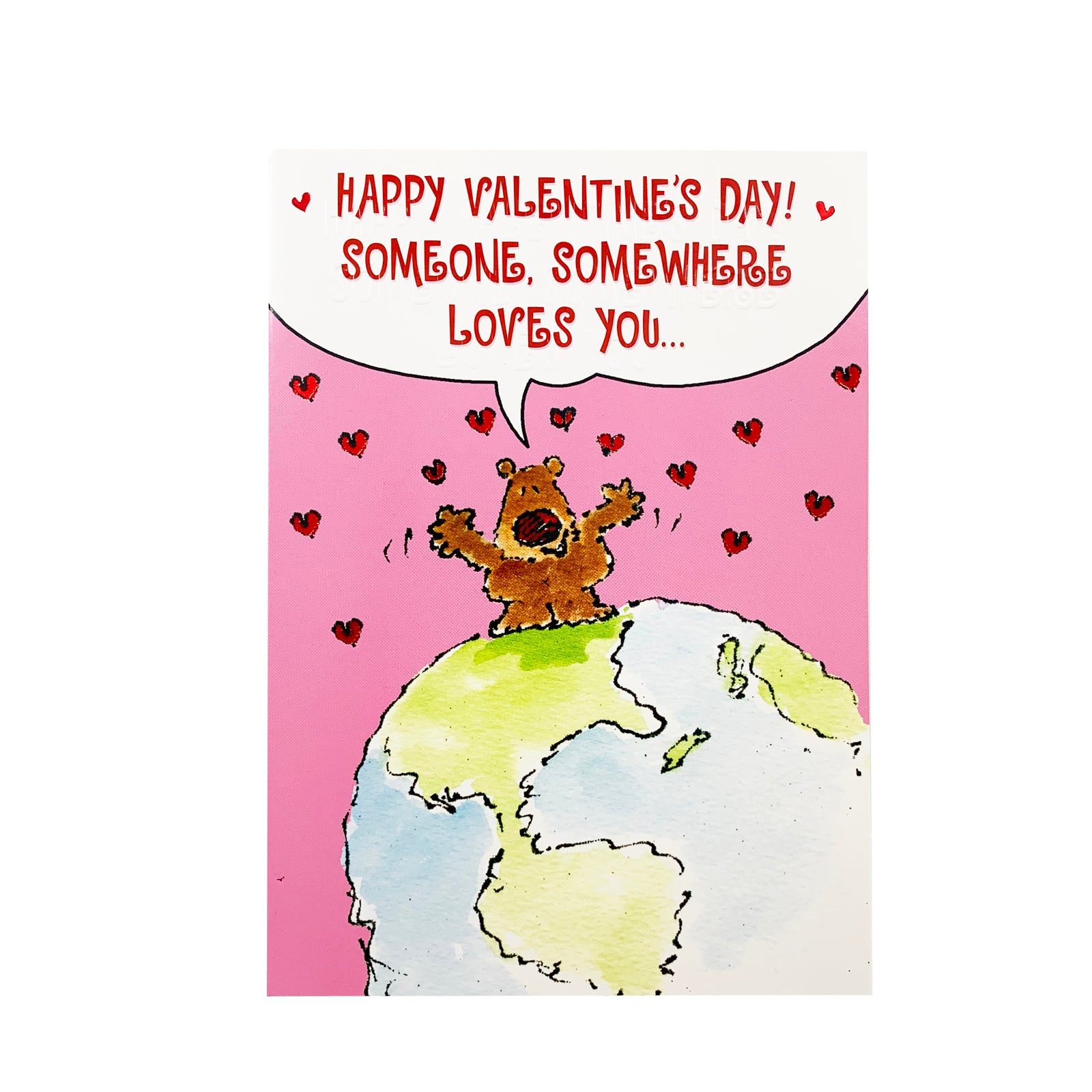 Designer Greetings Valentine's Day Card - Someone / Somewhere Globe