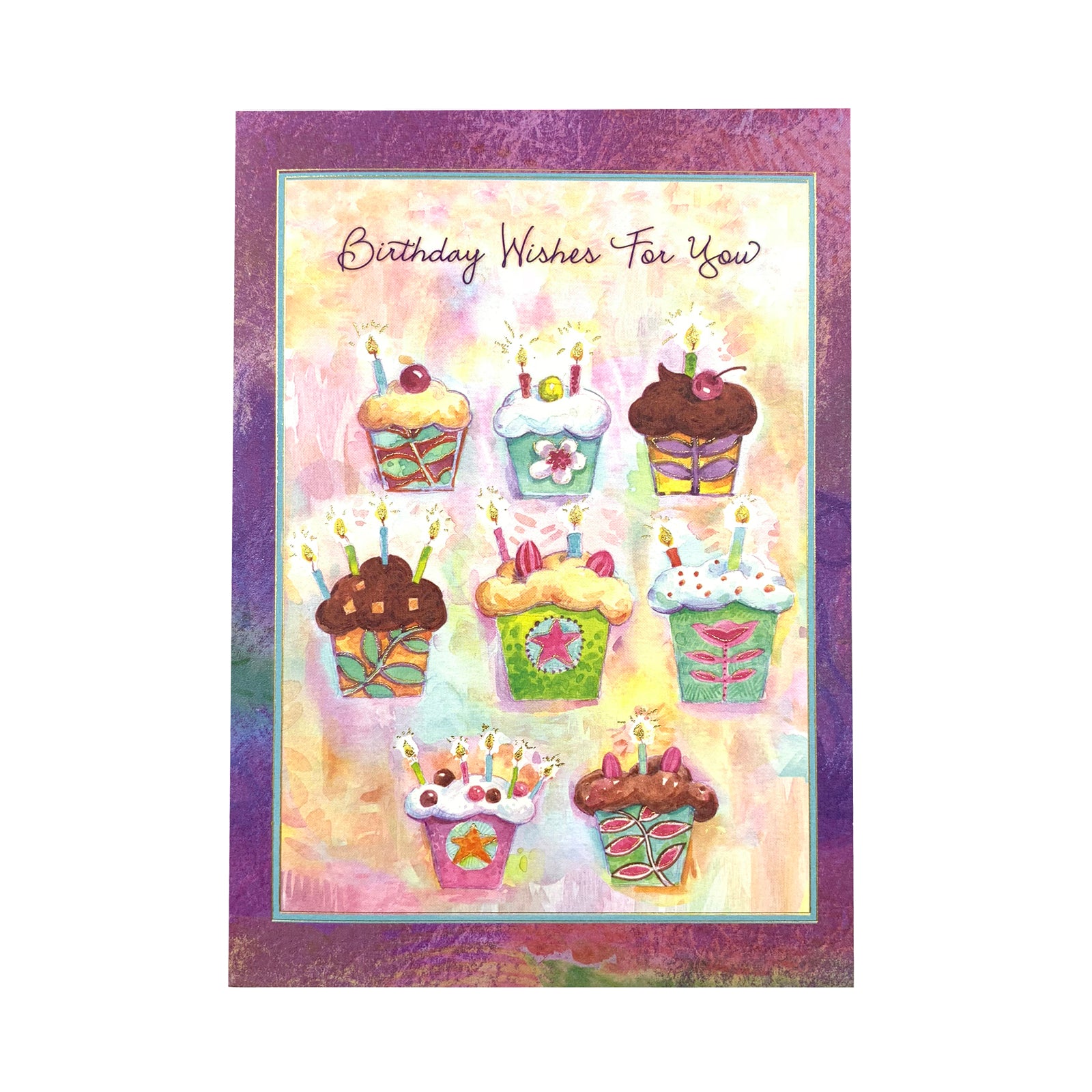Designer Greetings Birthday Card - Birthday Wishes For You Cupcakes