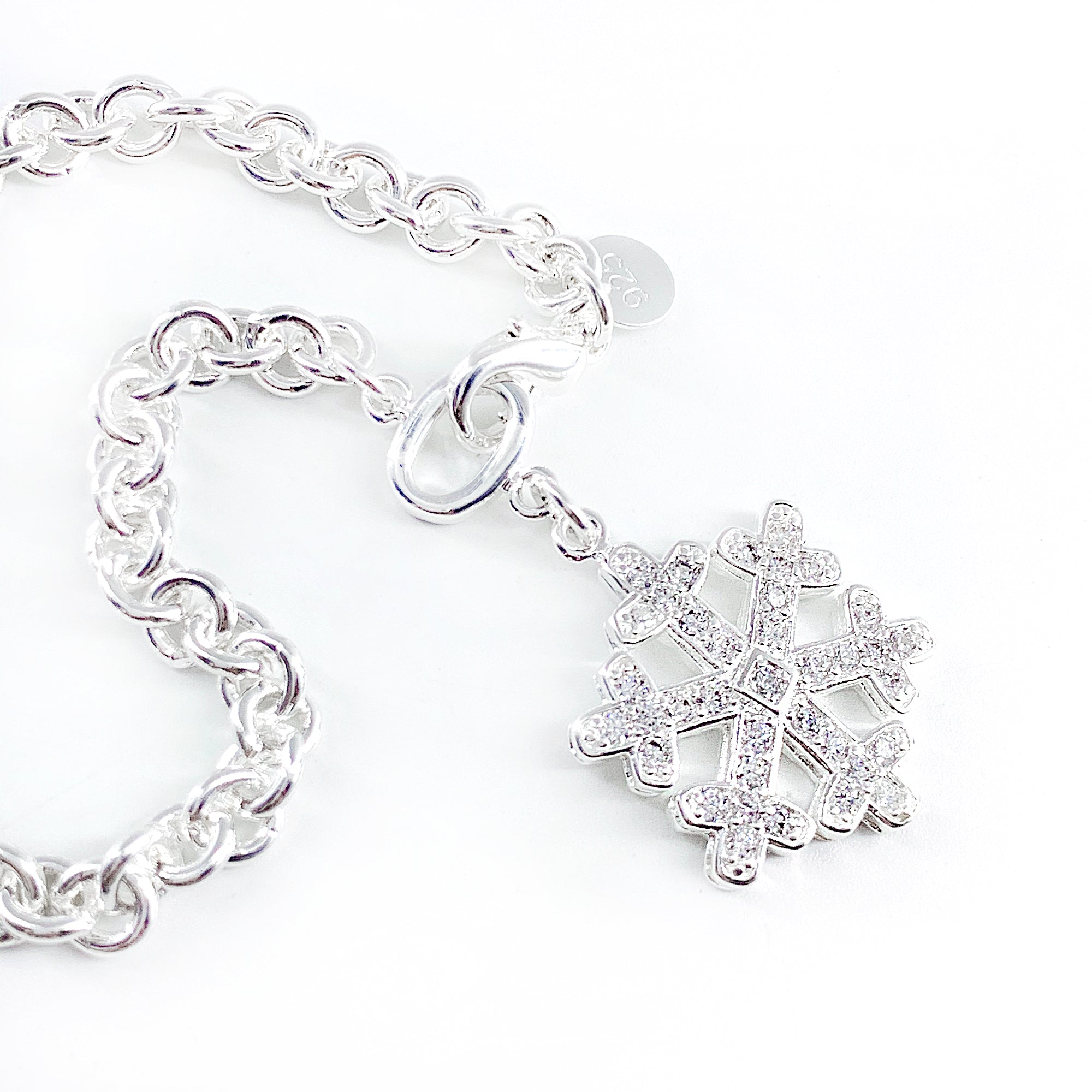 Silver-plated Snowflake Diamante Bracelet