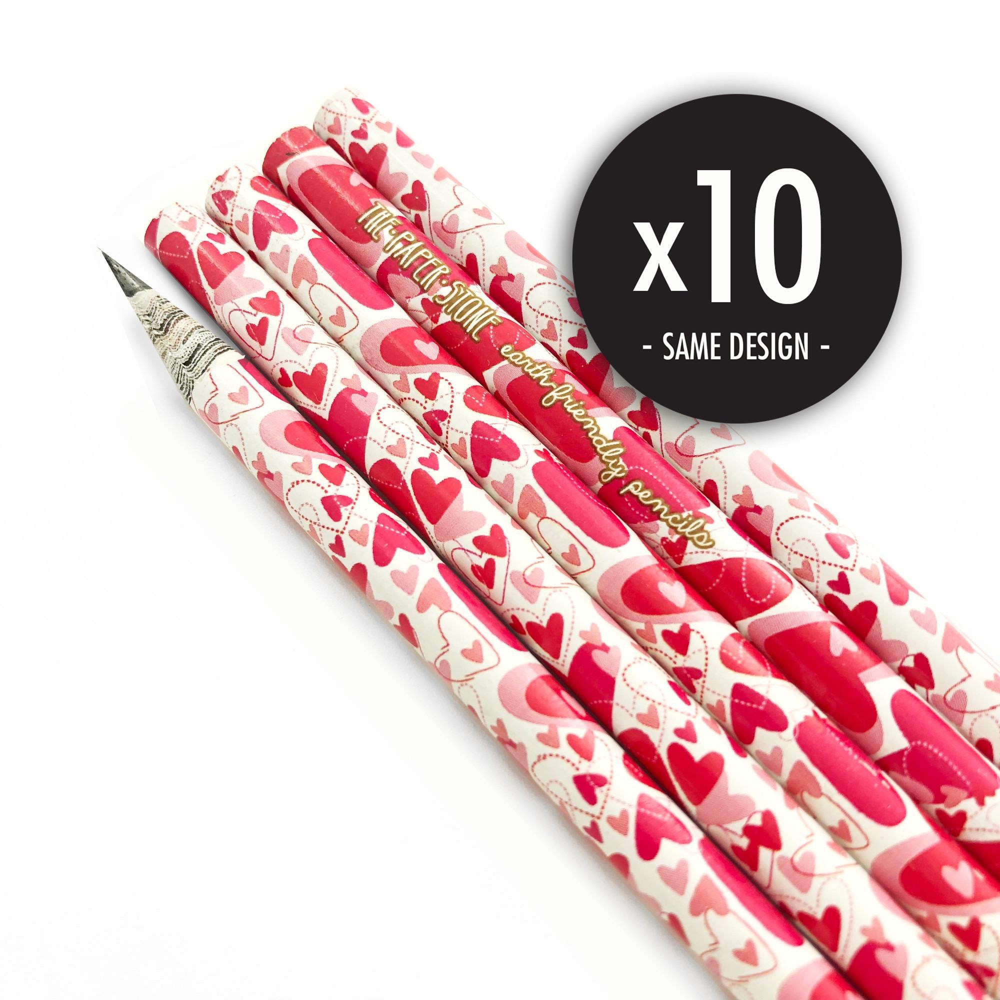 10PC DEAL 2B Pencil - Red Hearts